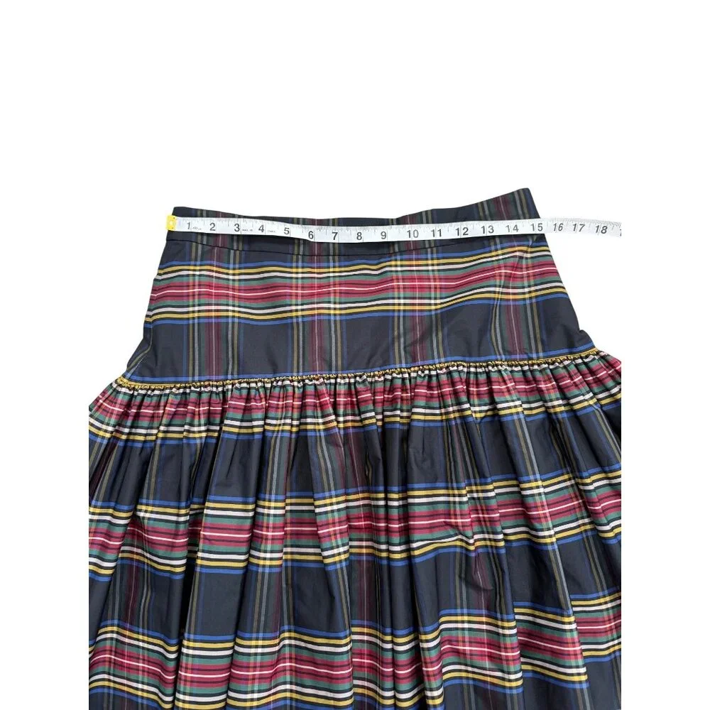 J. CREW Size 4 Stewart Plaid Drop Waist Taffeta Skirt Preppy Pleated Tartan - Picture 6 of 9